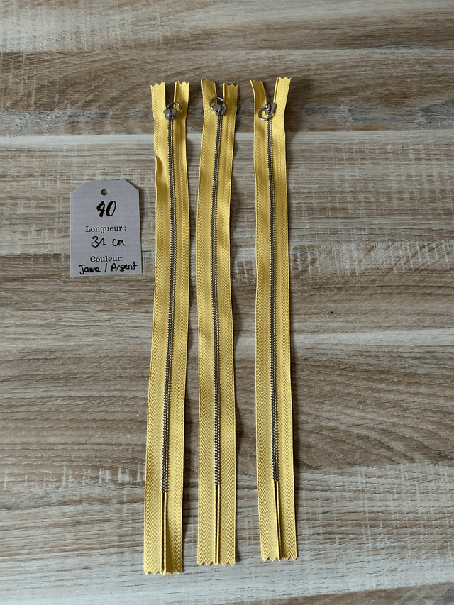Fermetures éclair métallique jaune 31cm