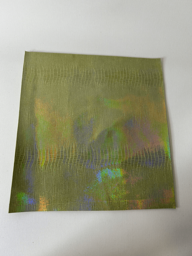 Chute de cuir vert irisé holographique
