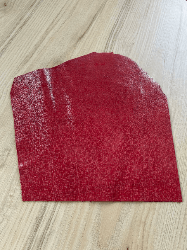 Chute de cuir rouge argenté