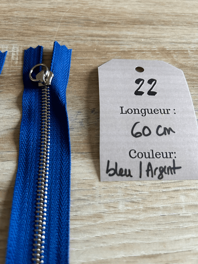 Fermetures éclair métallique bleu roi 60cm