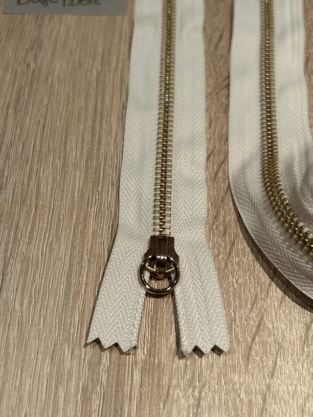 Fermetures éclair métallique beige doré epaisse 47cm