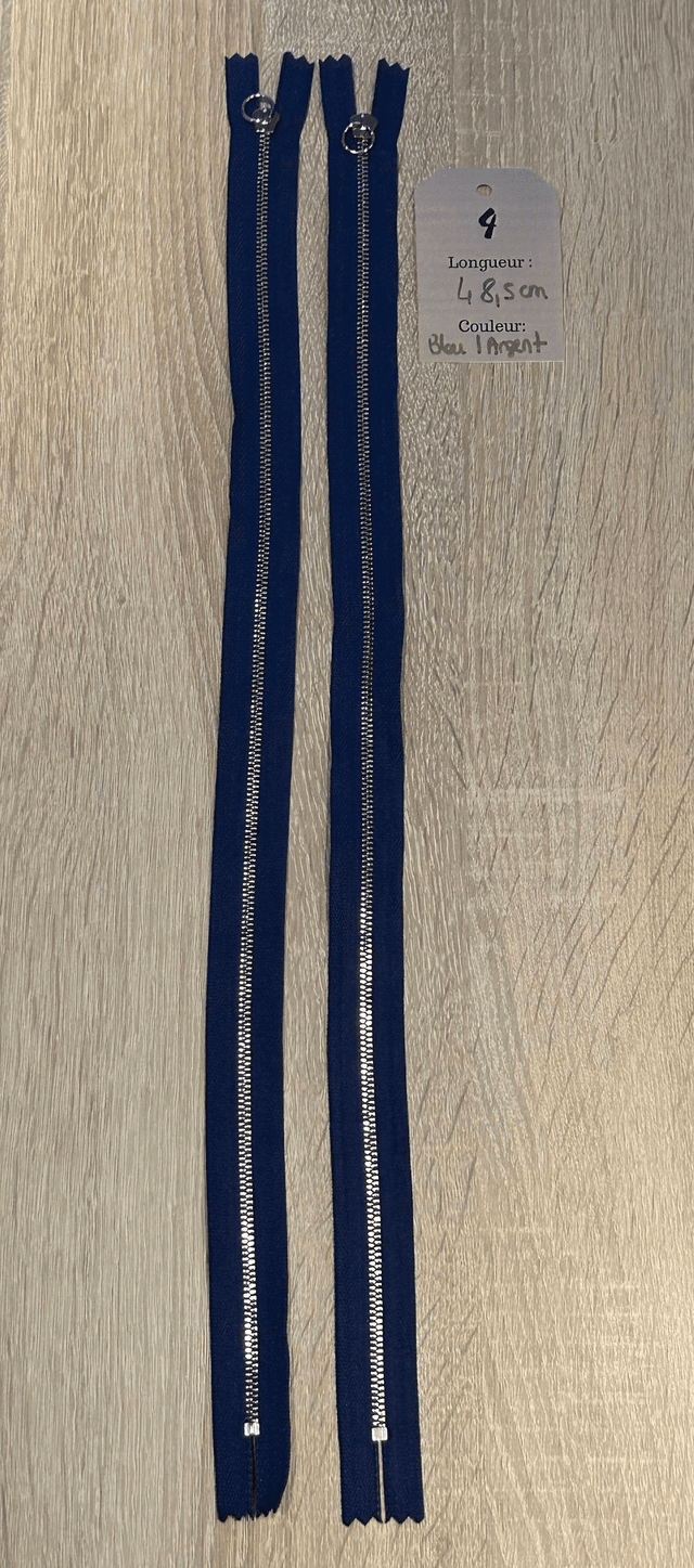 Fermetures éclair métallique bleu 48cm